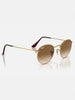 Ray Ban Round Metal Flat Arista Gold/Brown Sunglasses
