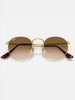 Ray Ban Round Metal Flat Arista Gold/Brown Sunglasses