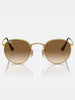 Ray Ban Round Metal Flat Arista Gold/Brown Sunglasses