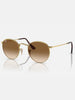 Ray Ban Round Metal Flat Arista Gold/Brown Sunglasses