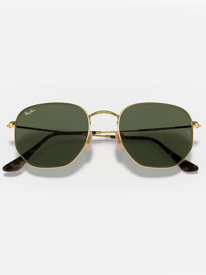 Ray Ban Hexagonal Gold/G-15 Green Sunglasses | GOLD/G-15 GREEN