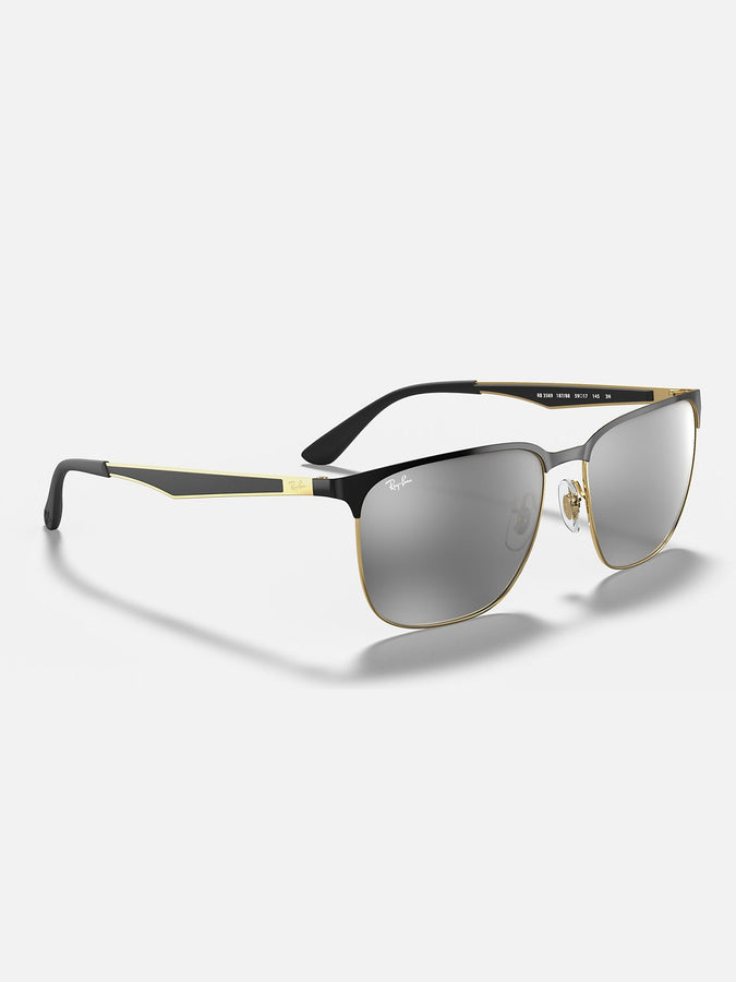 Ray-Ban RB3569 Black On Gold/Grey Gradient Mirror Sunglasses | BLACK ON GOLD/GREY GRAD MIRROR