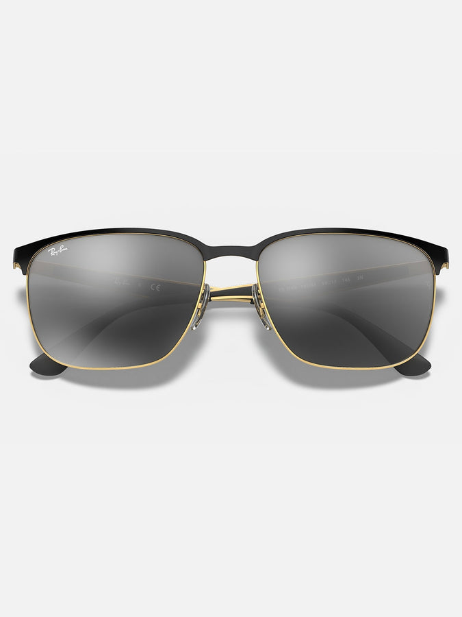 Ray-Ban RB3569 Black On Gold/Grey Gradient Mirror Sunglasses | BLACK ON GOLD/GREY GRAD MIRROR