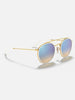 Ray Ban Round Double Bridge Arista Gold/Blue Flash Sunglasses