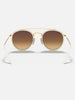 Ray Ban Round Double Bridge Arista Gold/Blue Flash Sunglasses