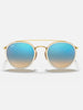 Ray Ban Round Double Bridge Arista Gold/Blue Flash Sunglasses