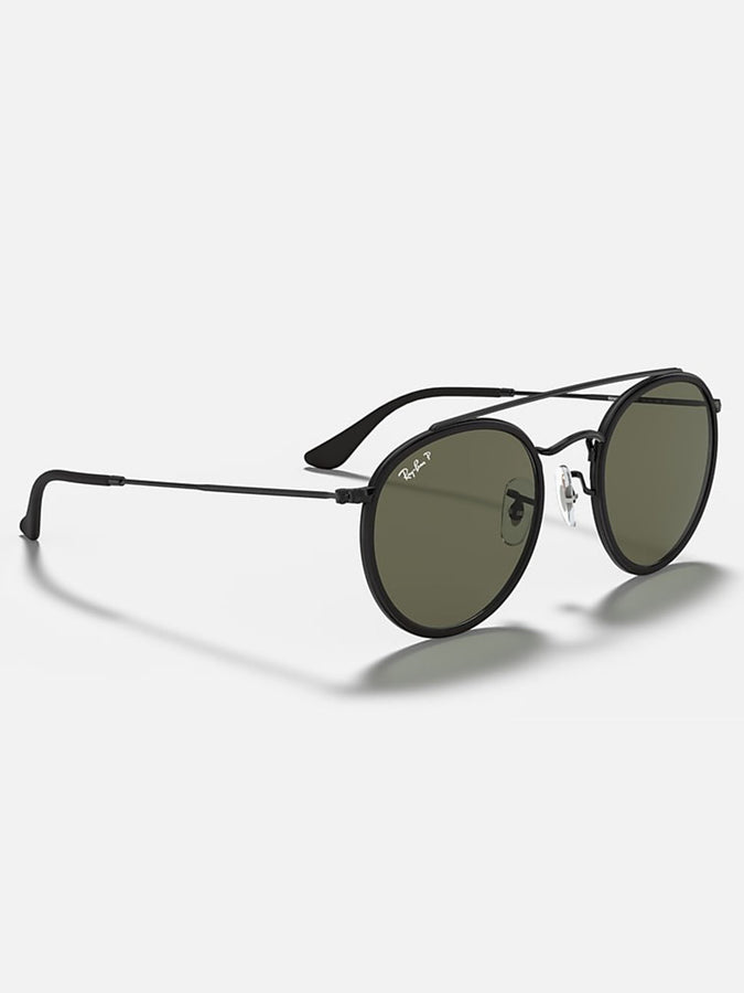 Ray Ban 2024 Round Double Bridge Black/Green Classic G-15 Sunglasses | BLACK/GREEN