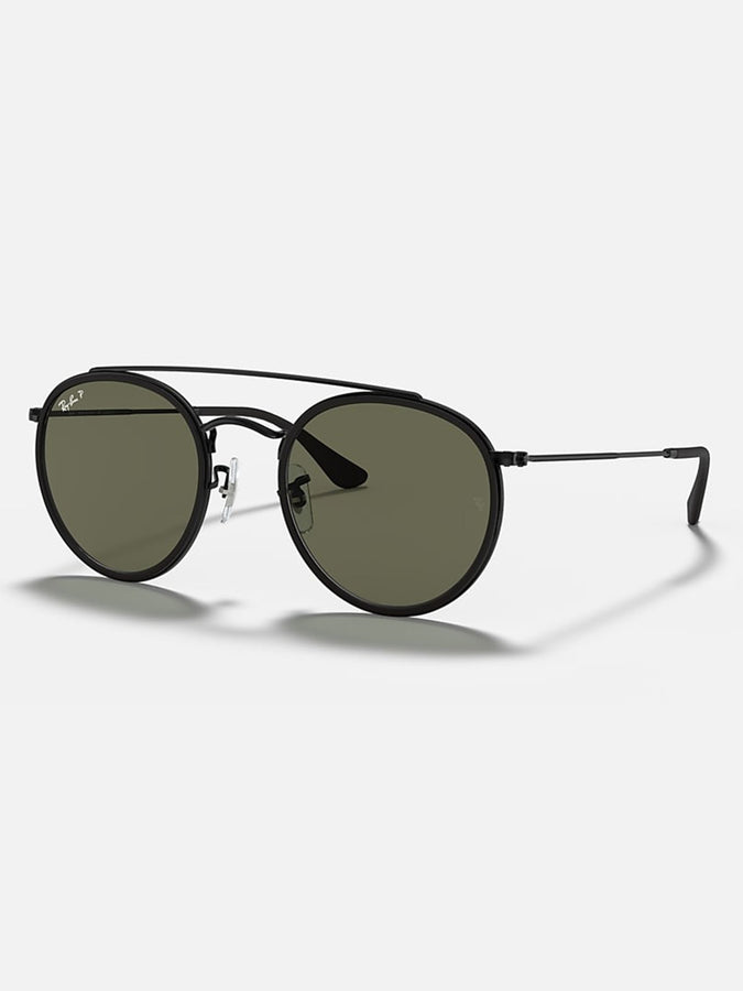 Ray Ban 2024 Round Double Bridge Black/Green Classic G-15 Sunglasses |  BLACK/GREEN