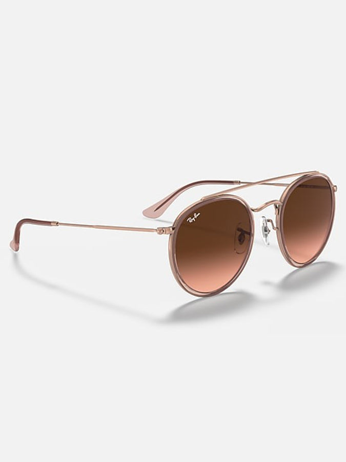 Ray Ban Round Double Bridge Polished Copper/ Brown Gardient Sunglasses | COPPER/BROWN GRADIENT