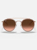 Ray Ban Round Double Bridge Polished Copper/ Brown Gardient Sunglasses