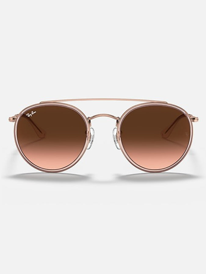 Ray Ban Round Double Bridge Polished Copper/ Brown Gardient Sunglasses | COPPER/BROWN GRADIENT