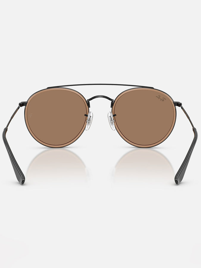 Ray-Ban Round Double Bridge Black/Brown Sunglasses | BLACK/BROWN