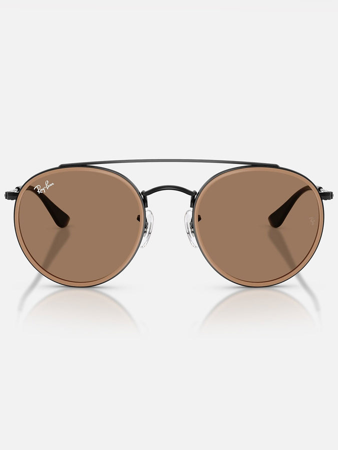 Ray-Ban Round Double Bridge Black/Brown Sunglasses | BLACK/BROWN