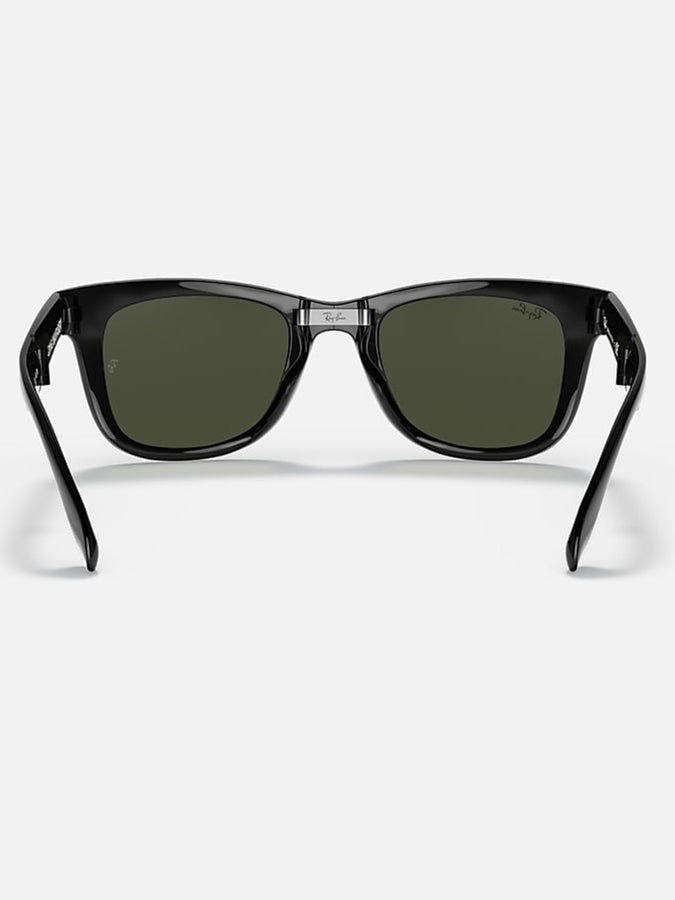 Ray Ban 2024 Wayfarer Folding Black/Green Classic  G-15 Sunglasses | BLACK/GREEN