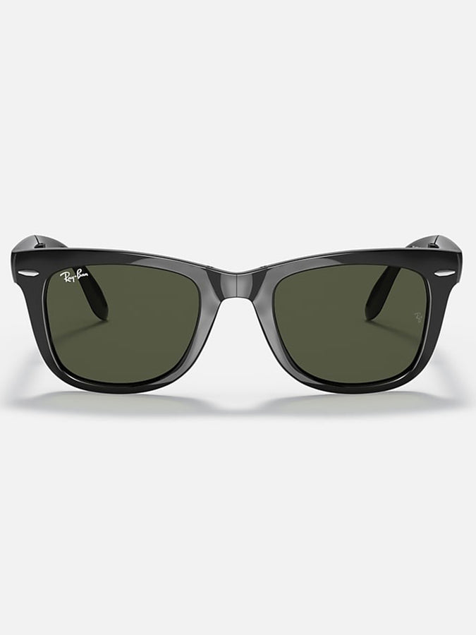 Ray Ban 2024 Wayfarer Folding Black/Green Classic G-15 Sunglasses | BLACK/GREEN