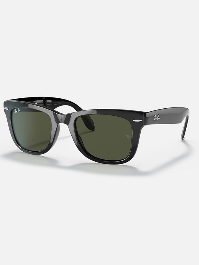 Ray Ban 2024 Wayfarer Folding Black/Green Classic G-15 Sunglasses |  BLACK/GREEN