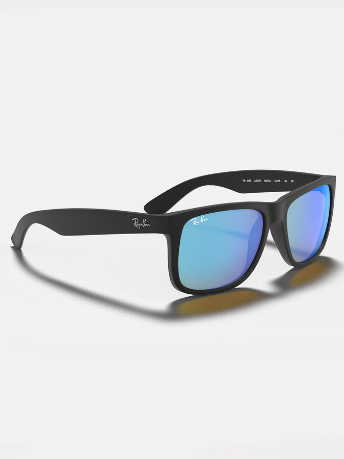 Ray-Ban Justin Matte Black/Blue Mirror Sunglasses | MATTE BLACK/BLUE MIRROR