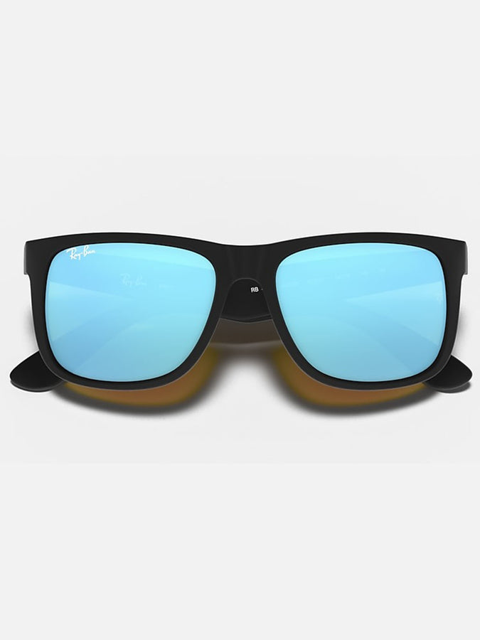 Ray Ban 2024 Justin Matte Black/Blue Mirror Sunglasses | MATTE BLACK/BLUE