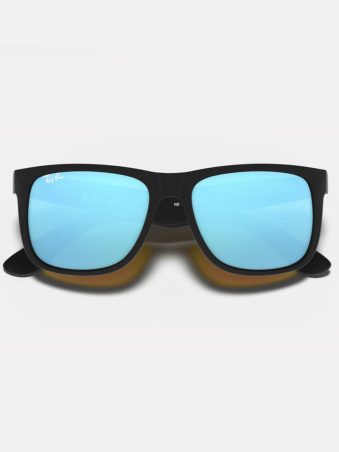 Ray-Ban Justin Matte Black/Blue Mirror Sunglasses | MATTE BLACK/BLUE MIRROR