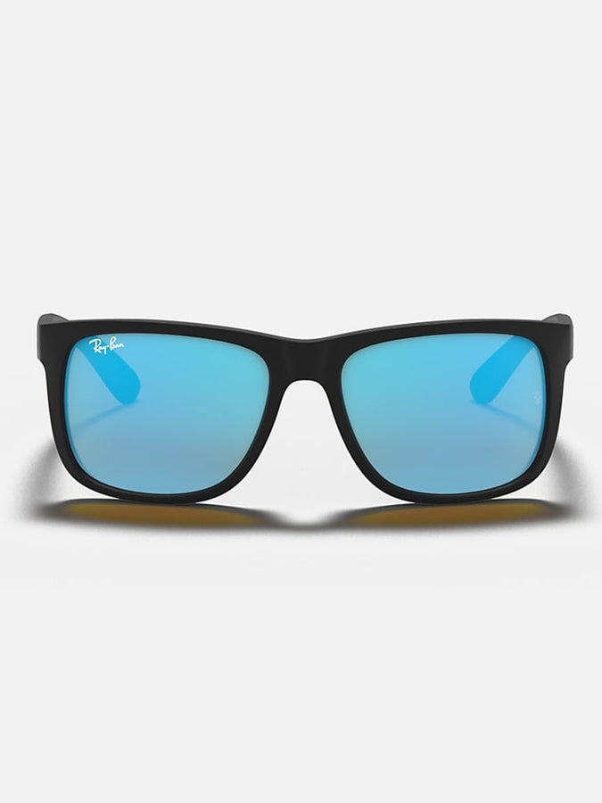 Ray Ban 2024 Justin Matte Black/Blue Mirror Sunglasses | MATTE BLACK/BLUE