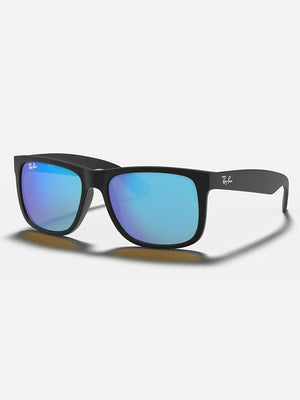 Ray Ban 2024 Justin Matte Black/Blue Mirror Sunglasses