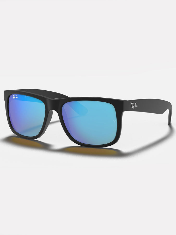 Ray-Ban Justin Matte Black/Blue Mirror Sunglasses | MATTE BLACK/BLUE MIRROR