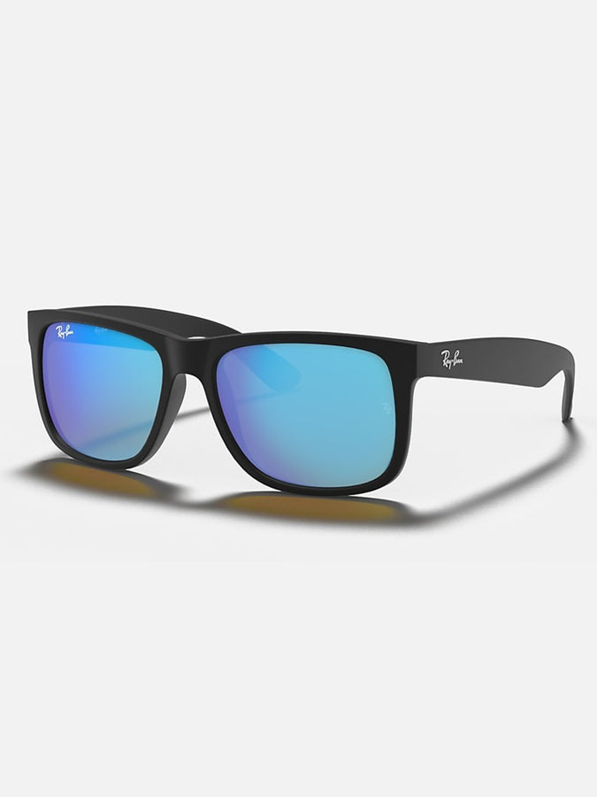 Ray Ban 2024 Justin Matte Black/Blue Mirror Sunglasses |  MATTE BLACK/BLUE