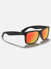 Ray Ban 2024 Justin Matte Black/Red Mirror Sunglasses