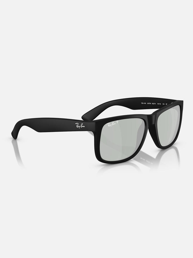 Ray-Ban Justin Black/Green Mirror Silver Polarized Sunglasses | BLACK/GREEN MIRROR SILVER