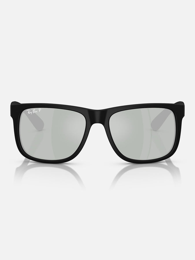Ray-Ban Justin Black/Green Mirror Silver Polarized Sunglasses | BLACK/GREEN MIRROR SILVER