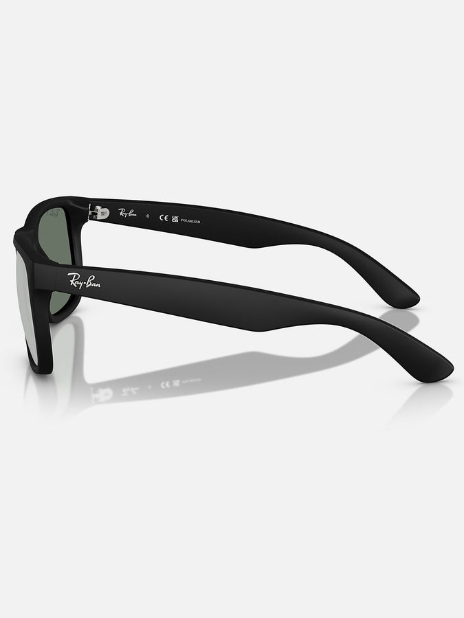 Ray-Ban Justin Black/Green Mirror Silver Polarized Sunglasses | BLACK/GREEN MIRROR SILVER