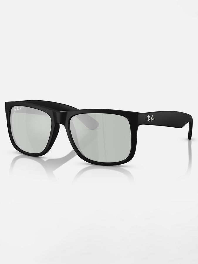 Ray-Ban Justin Black/Green Mirror Silver Polarized Sunglasses | BLACK/GREEN MIRROR SILVER