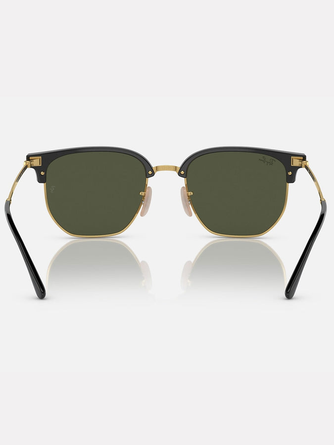 Ray-Ban New Clubmaster Black On Gold/Green Sunglasses | BLACK ON GOLD/GREEN