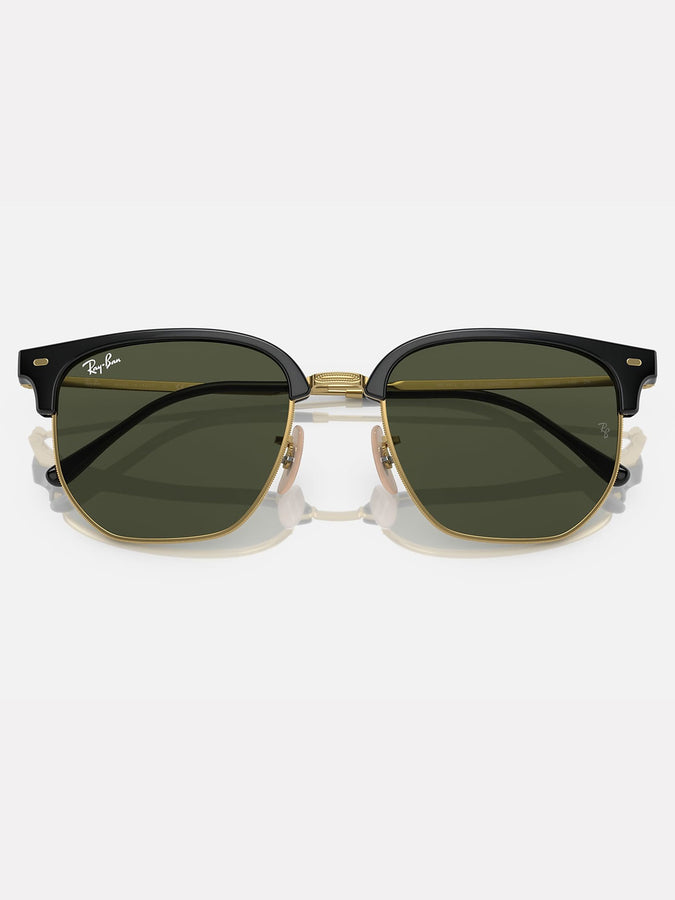 Ray-Ban New Clubmaster Black On Gold/Green Sunglasses | BLACK ON GOLD/GREEN
