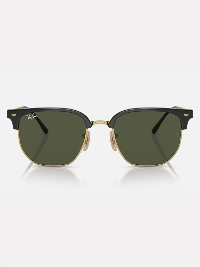 Ray-Ban New Clubmaster Black On Gold/Green Sunglasses | BLACK ON GOLD/GREEN