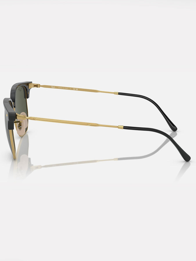 Ray-Ban New Clubmaster Black On Gold/Green Sunglasses | BLACK ON GOLD/GREEN