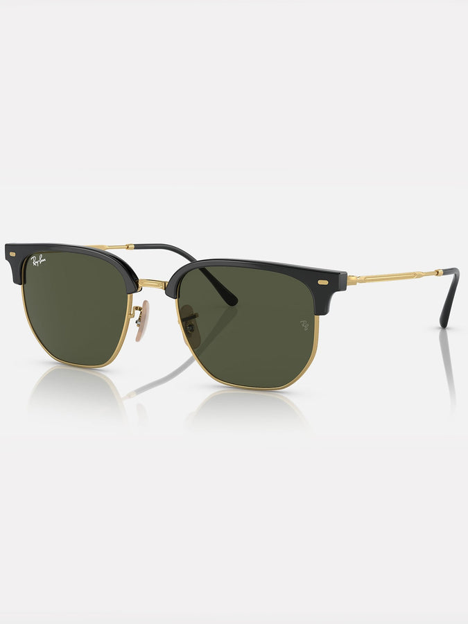 Ray-Ban New Clubmaster Black On Gold/Green Sunglasses | BLACK ON GOLD/GREEN