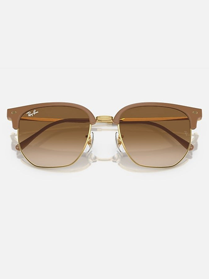 Ray-Ban New Clubmaster Beige On Gold/Brwn Gradient Sunglasses | BEIGE ON GOLD/BROWN GRADIENT