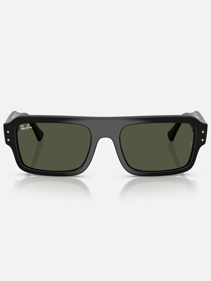 Ray Ban Lukas Polished Black/Green Sunglasses | BLACK/GREEN