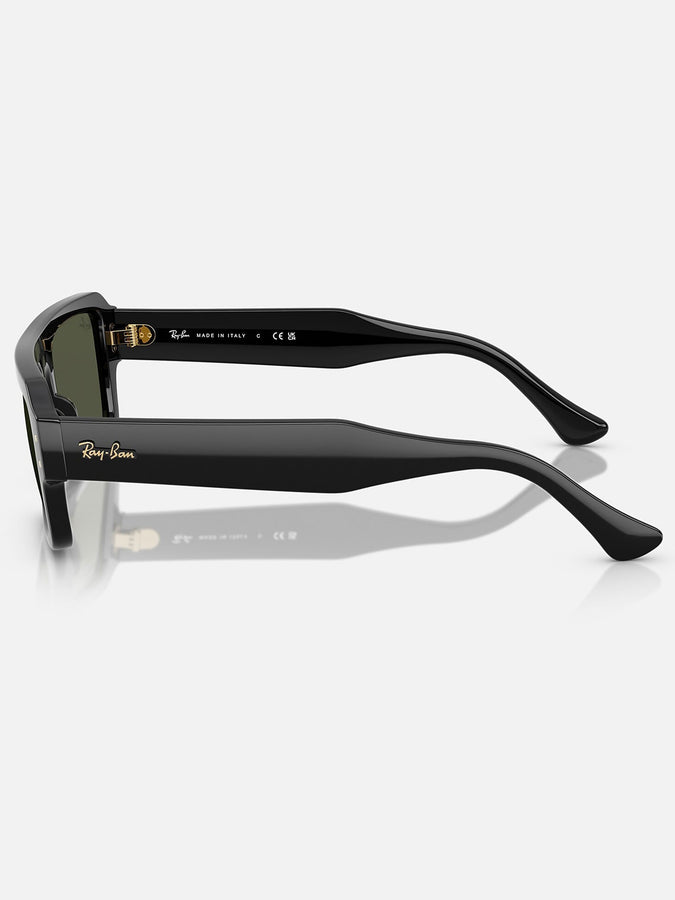 Ray Ban Lukas Polished Black/Green Sunglasses | BLACK/GREEN