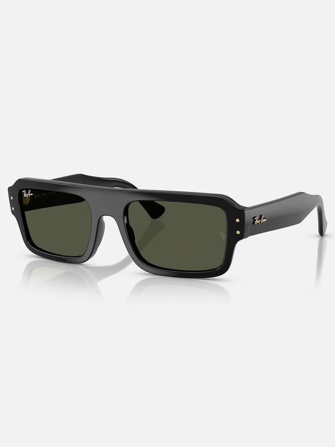 Ray Ban Lukas Polished Black/Green Sunglasses | BLACK/GREEN
