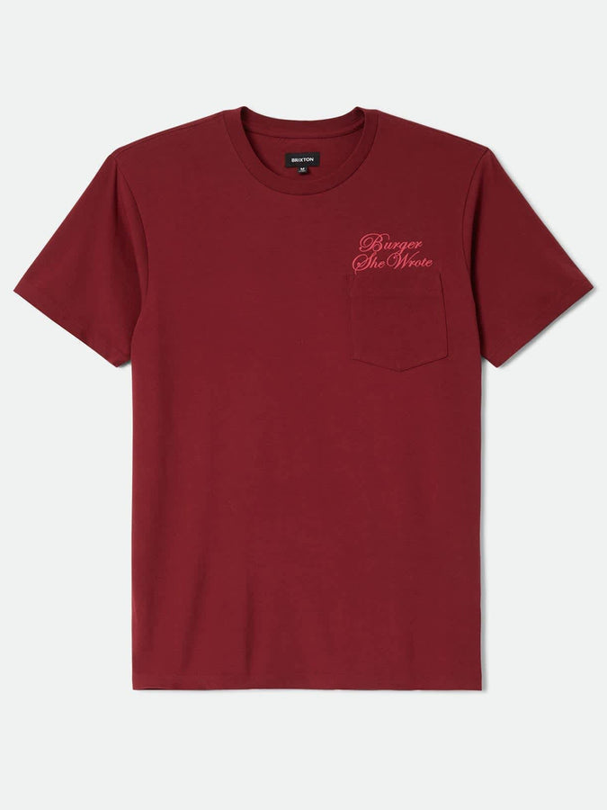 Brixton Burger She Wrote Pocket T-Shirt Fall 2026 | BURGUNDY