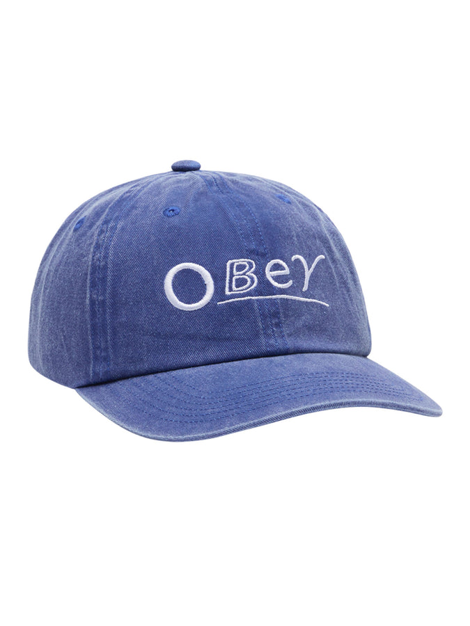 Obey Pigment Headlines 6 Panel Strapback Hat | BLUE