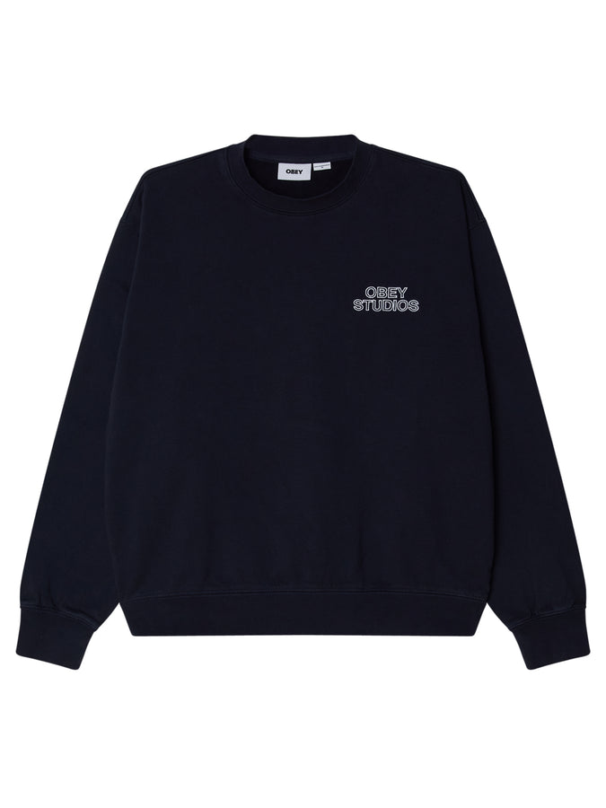 Obey Studios Faded Crewneck Sweatshirt Fall 2025 | DARK NAVY FADED WASH