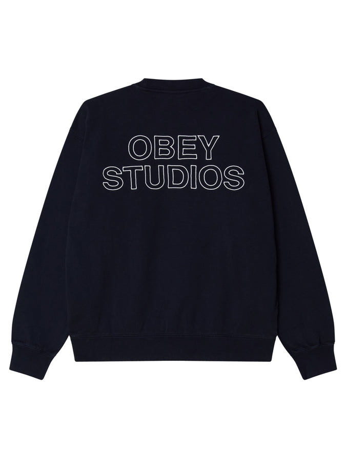 Obey Studios Faded Crewneck Sweatshirt Fall 2025 | DARK NAVY FADED WASH