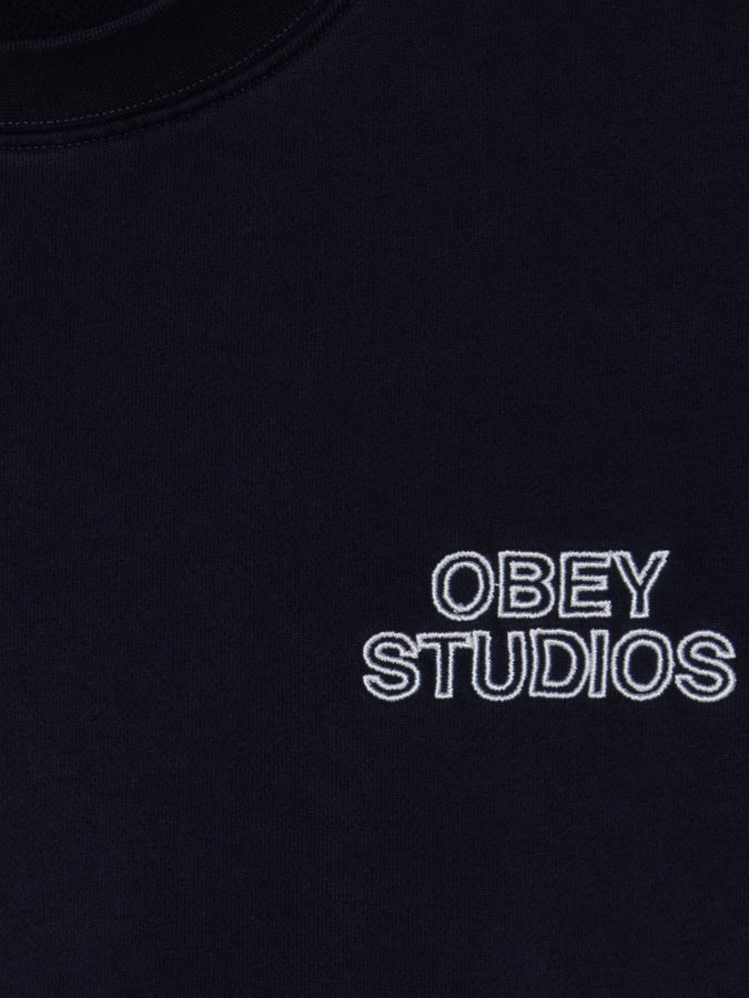 Obey Studios Faded Crewneck Sweatshirt Fall 2025 | DARK NAVY FADED WASH