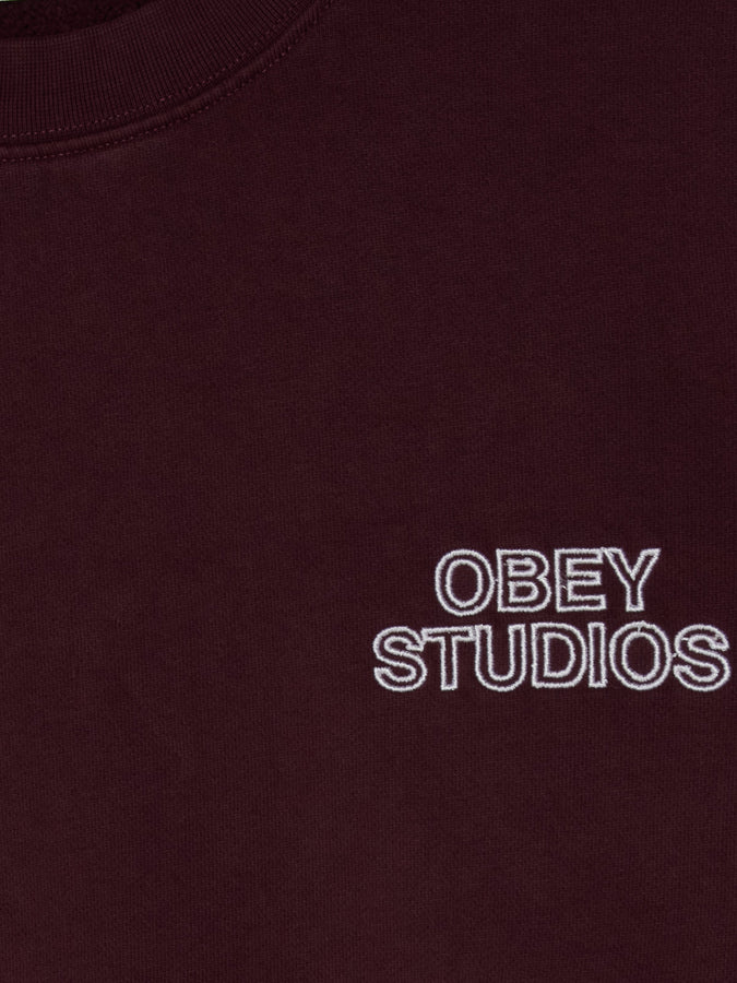 Obey Studios Faded Crewneck Sweatshirt Fall 2025 | WINETASTING FADED WASH