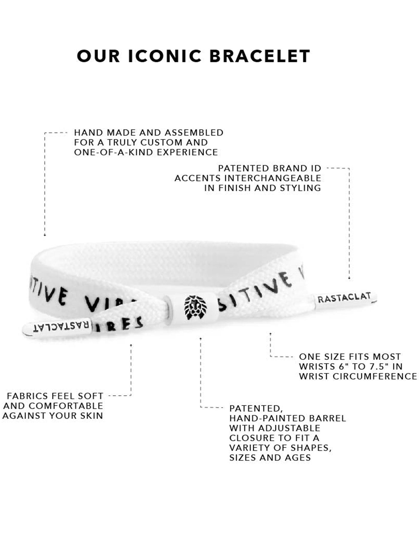 Rastaclat Positive Vibes Single Lace White Bracelet