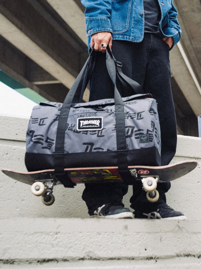 Herschel x Thrasher Skate Nylon Duffle Bag Fall 2026 | ASPHALT/BLACK DESTROY (07817)
