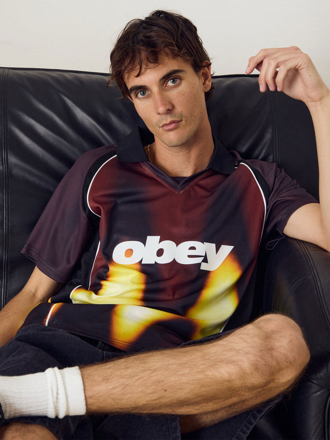 Obey Blurred Soccer Jersey T-Shirt Spring 2026 | BURNT RED MULTI (BNR)